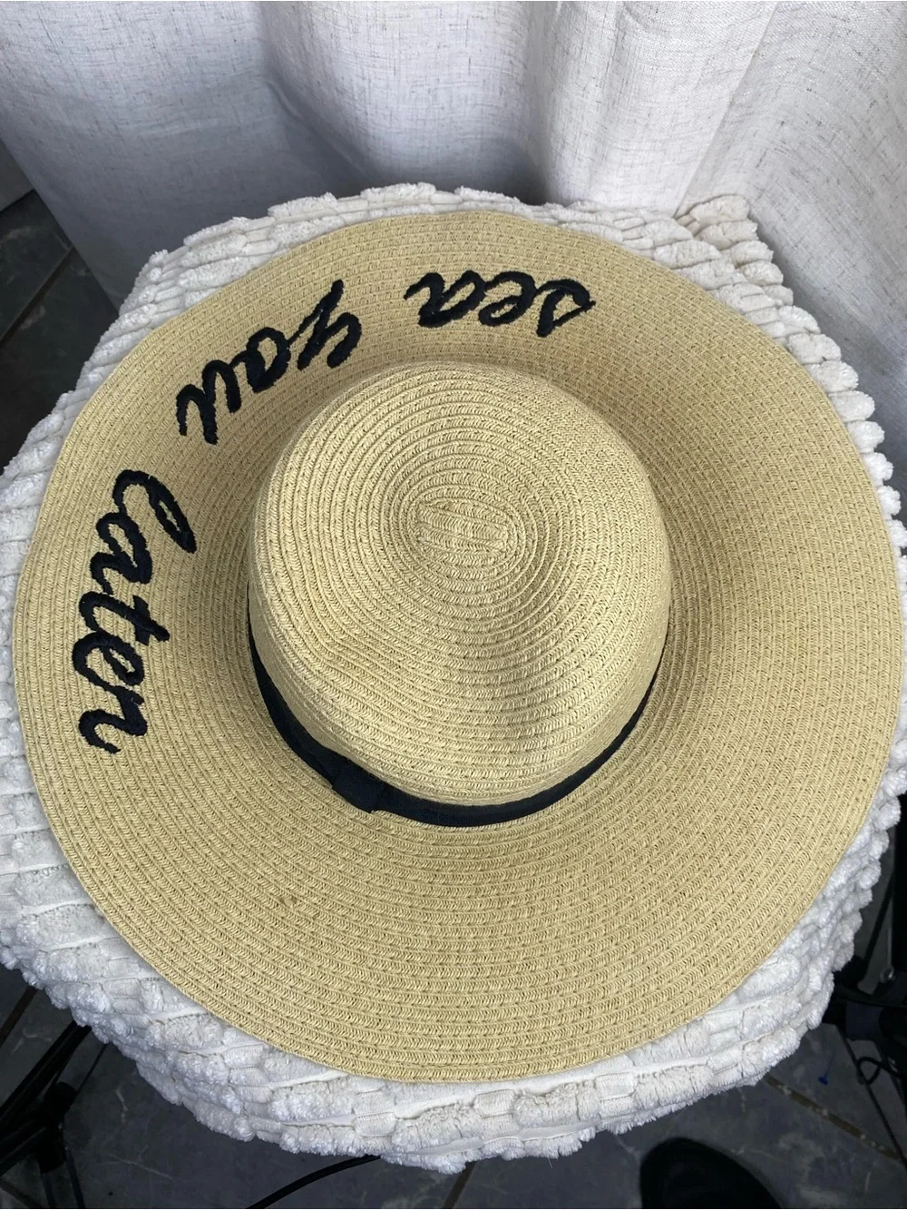 Sea You Later Straw Sun Hat Wide Floppy Brim Embroidered Beach Vacation Hat